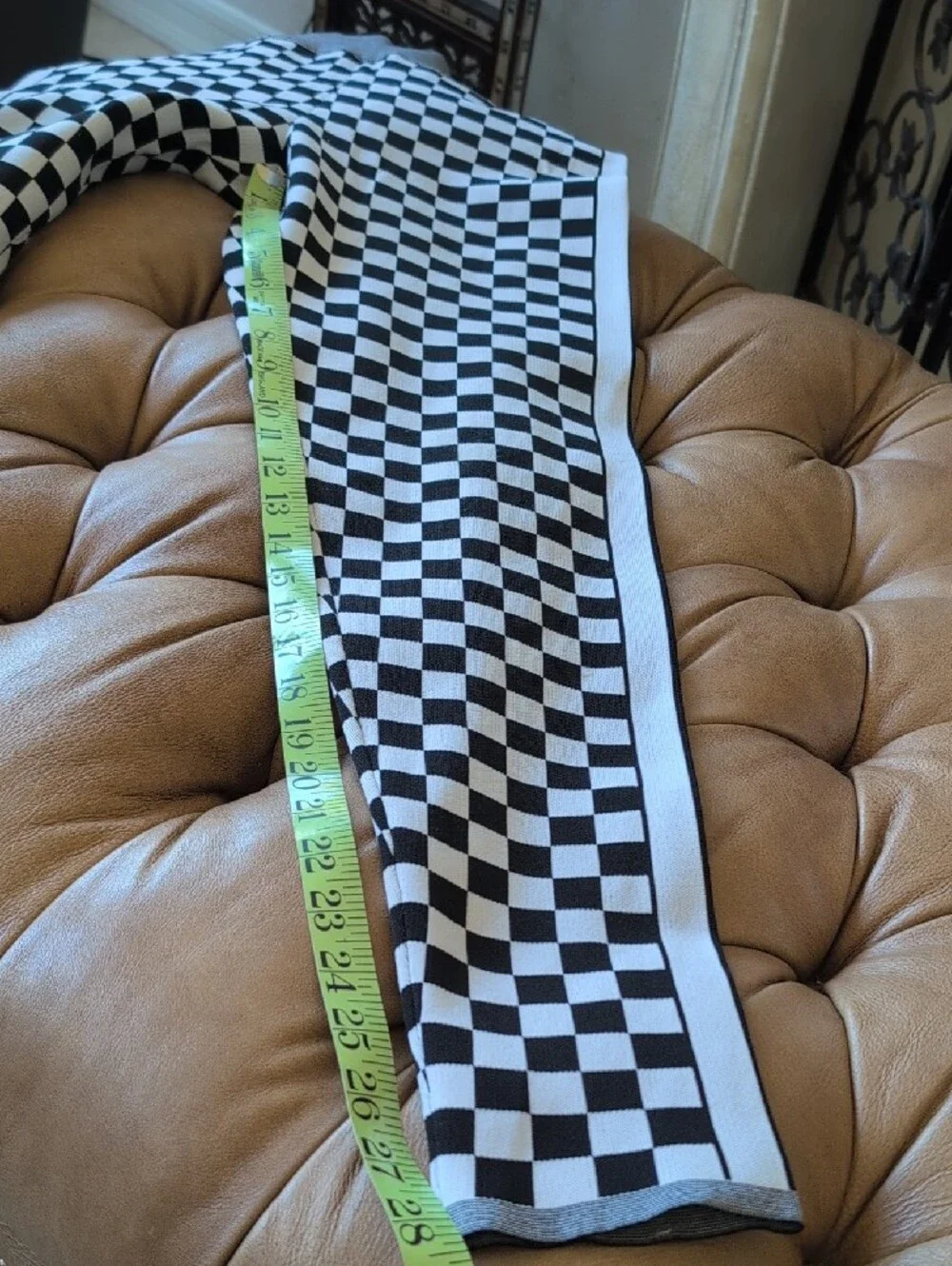 Nike Black & White Checkered Leggings with Side Stripe
